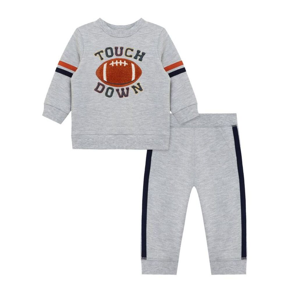 Little Me Baby-Boys  2Pc Football Sweatshirt Set, Grey